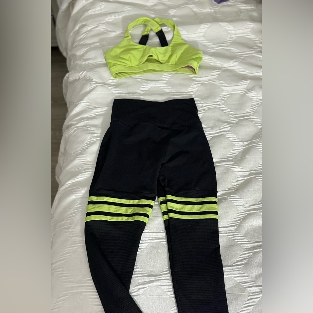 Bombshell Sportswear Black and Yellow Striped Leggings